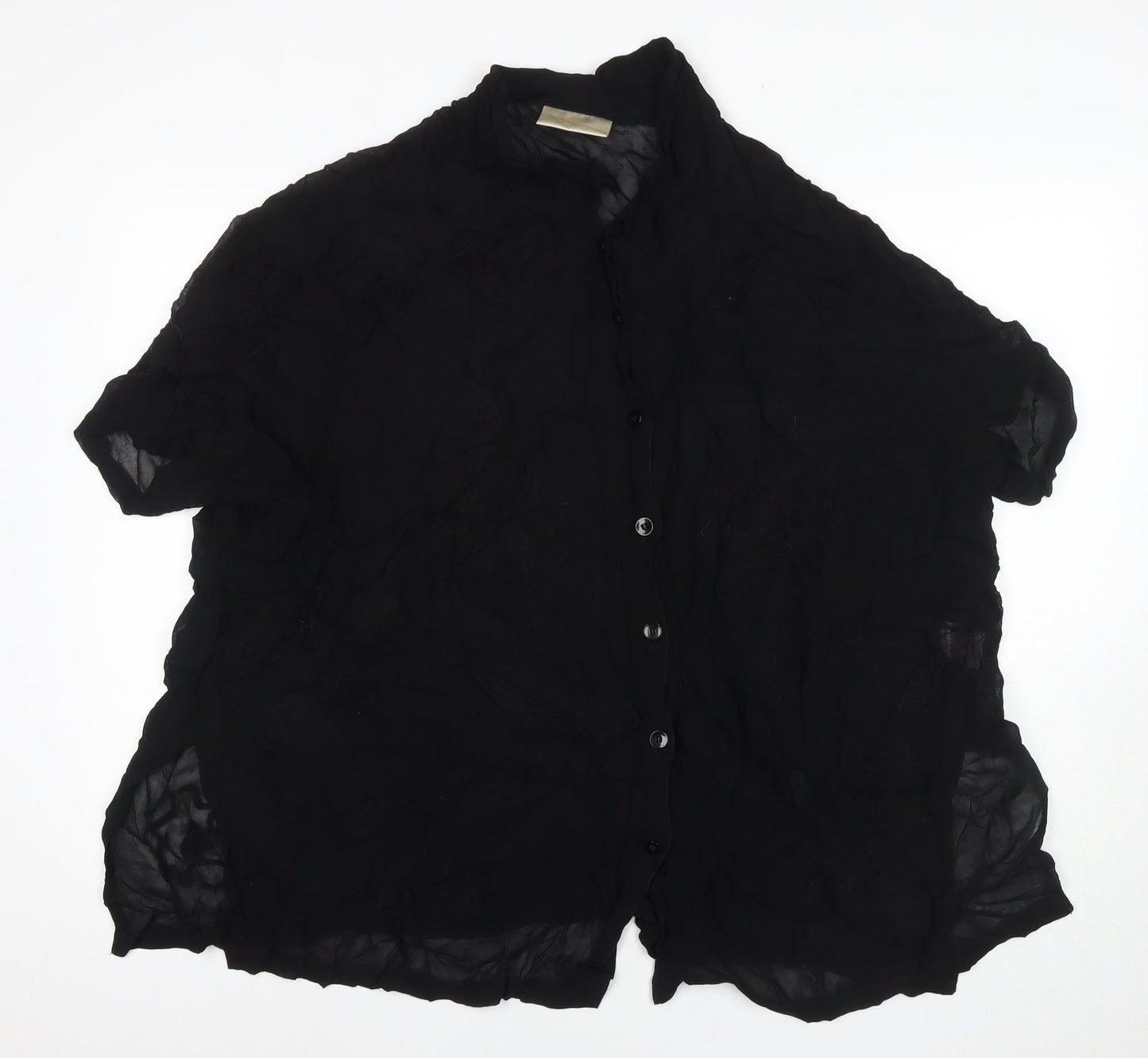 Ann Harvey Womens Black Floral Viscose Basic Button-Up Size 26 Collared - Size 26-28