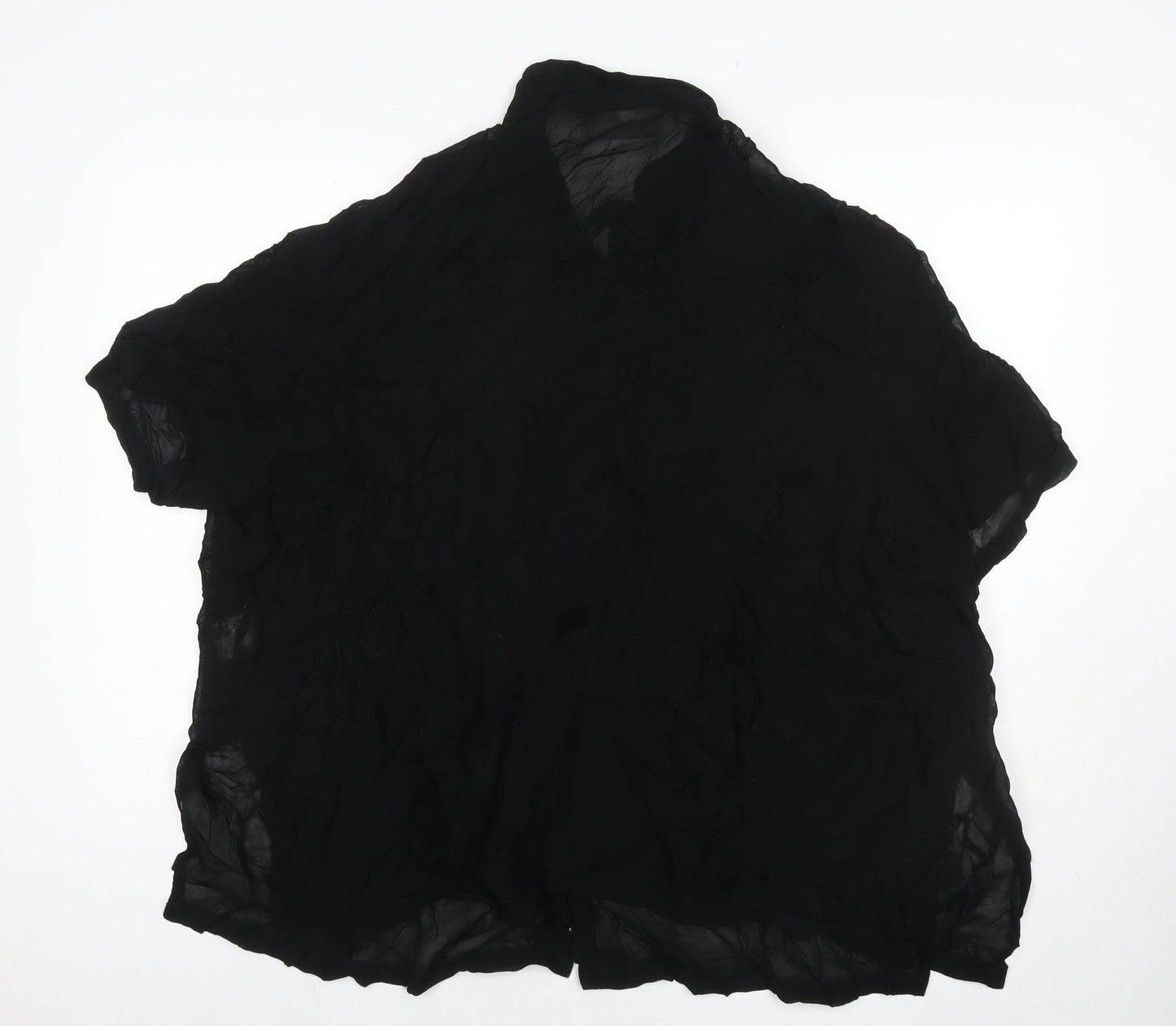 Ann Harvey Womens Black Floral Viscose Basic Button-Up Size 26 Collared - Size 26-28