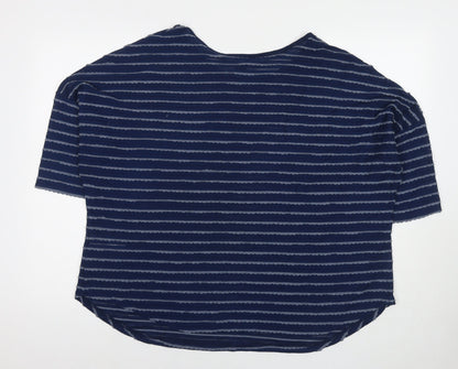 Arcadia Womens Blue Striped Polyester Basic T-Shirt Size 20 Round Neck
