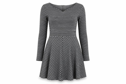 Gap Womens Grey Striped Cotton Jumper Dress Size 10 Round Neck Zip
