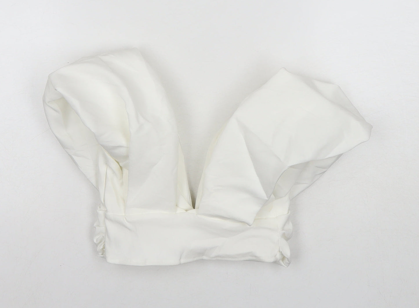 Zara Womens White Polyester Cropped Blouse Size 4 V-Neck