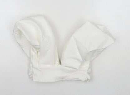 Zara Womens White Polyester Cropped Blouse Size 4 V-Neck