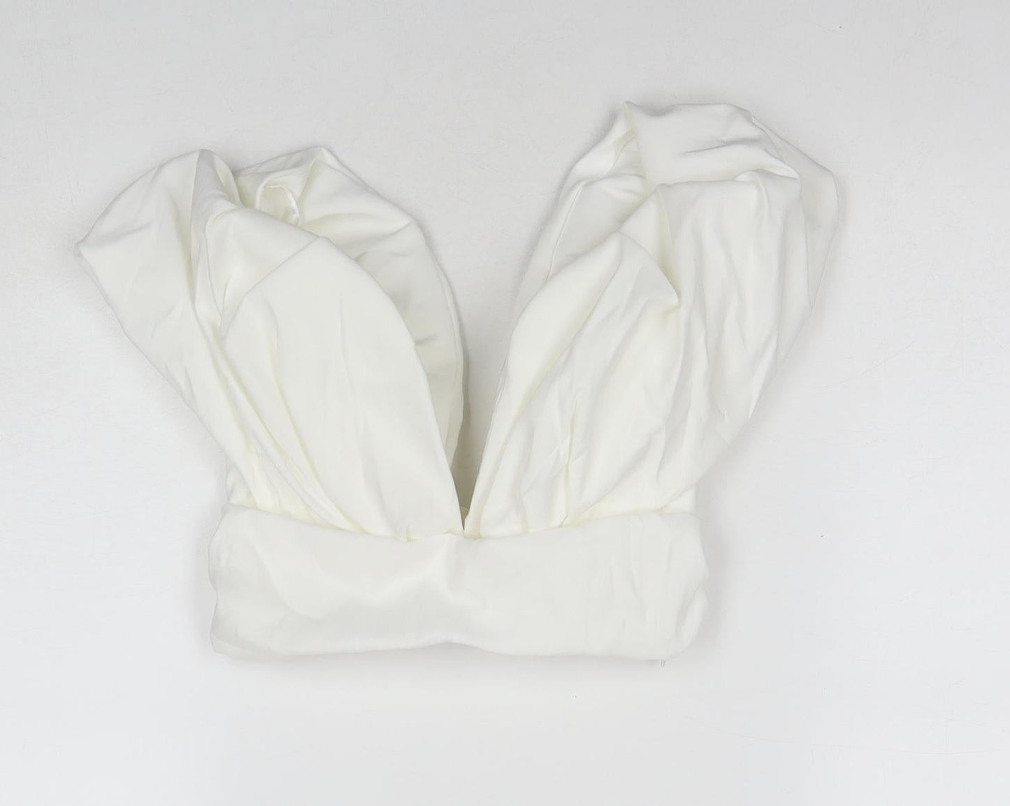 Zara Womens White Polyester Cropped Blouse Size 4 V-Neck