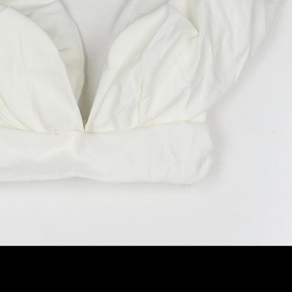 Zara Womens White Polyester Cropped Blouse Size 4 V-Neck