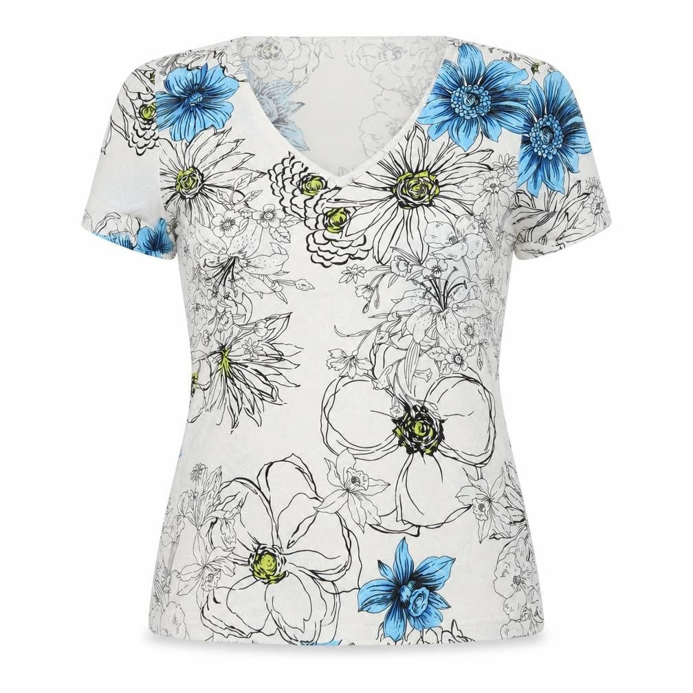 Perie Womens White Viscose Basic T-Shirt Size 12 Round Neck