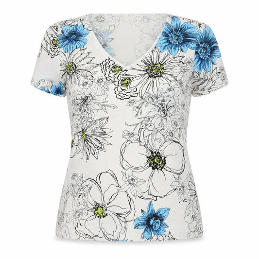 Perie Womens White Viscose Basic T-Shirt Size 12 Round Neck