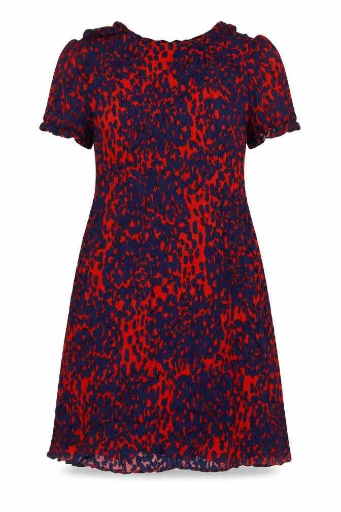 ASOS Womens Red Geometric Viscose A-Line Size 16 Round Neck Zip
