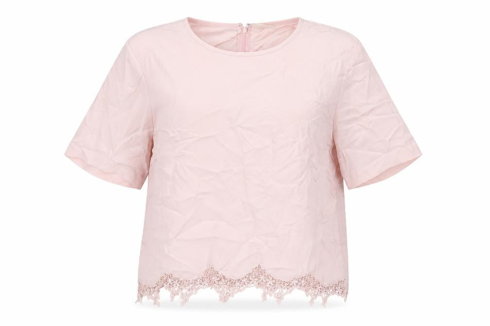 Country Casuals Womens Pink Polyester Basic Blouse Size 14 Round Neck