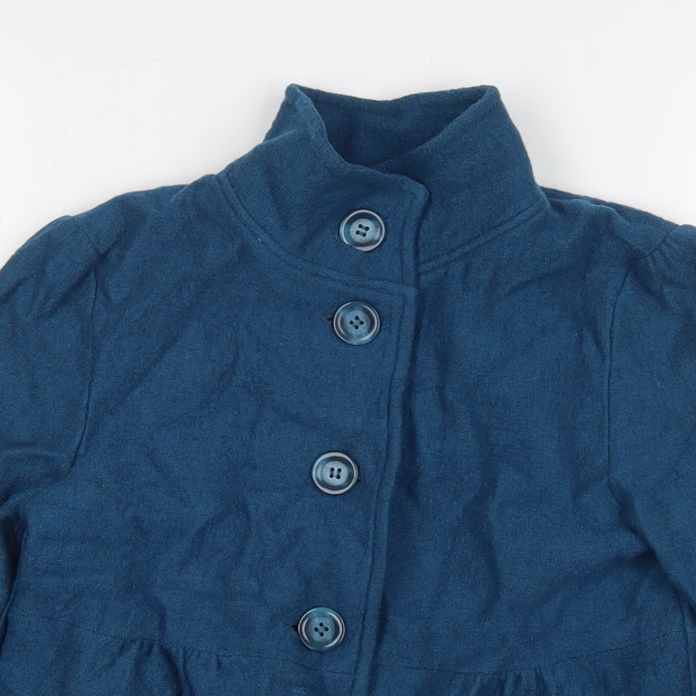 Debenhams Womens Blue Overcoat Coat Size 8 Button