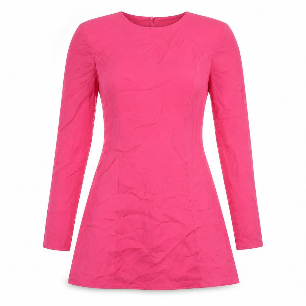 Bershka Womens Pink Polyester A-Line Size XS Round Neck Button - Shoulder Pads