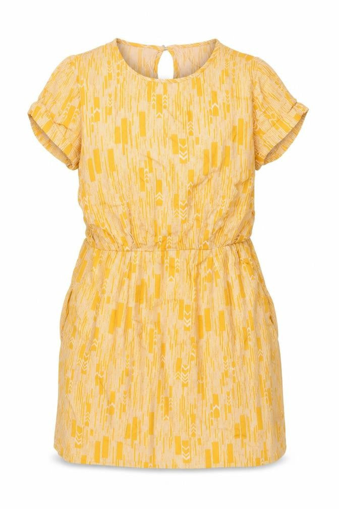 Samsøe Samsøe Womens Orange Geometric Viscose A-Line Size XL Round Neck Button - Pockets