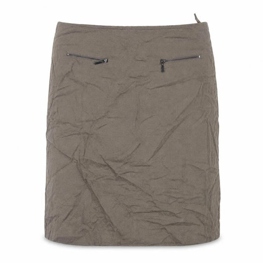 Marks & Spencer Womens Brown Cotton A-Line Skirt Size 10 Zip