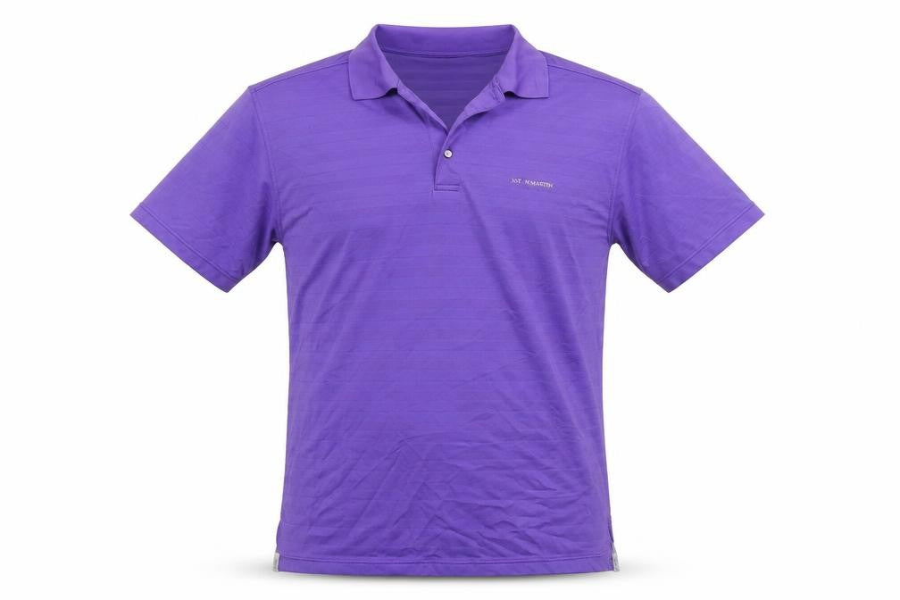 Aston Martin Mens Purple Polyester Polo Size M Collared Pullover - Logo