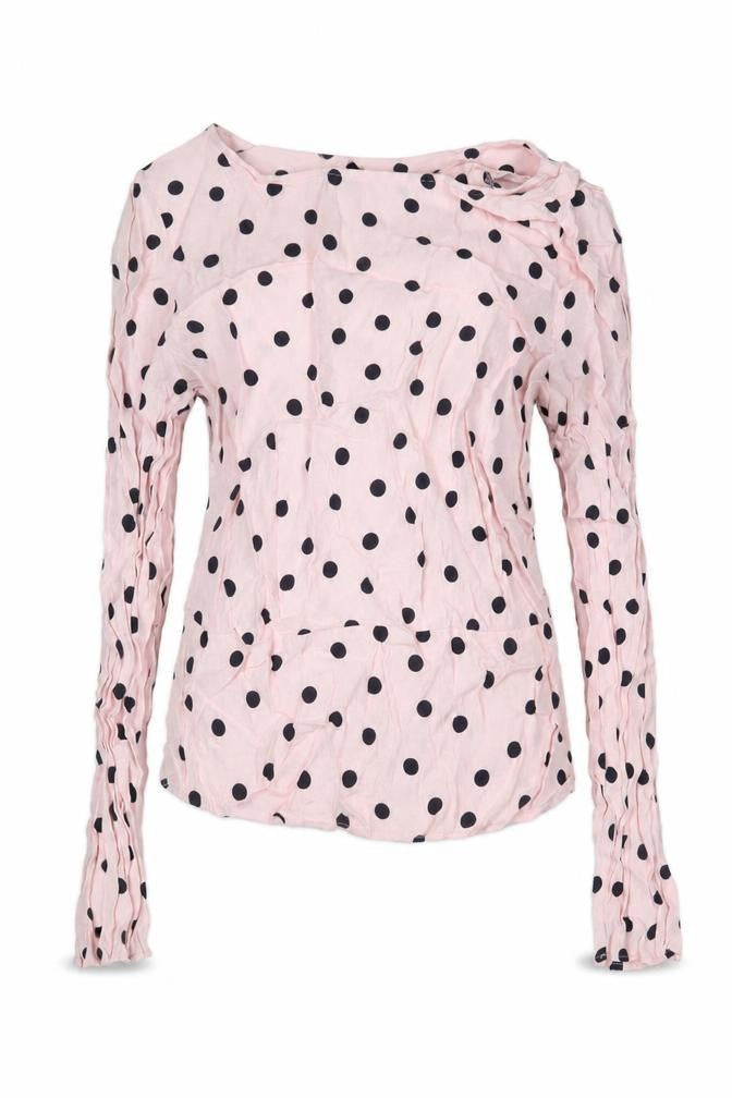 Marks & Spencer Womens Pink Polka Dot Viscose Basic Blouse Size 8 Round Neck