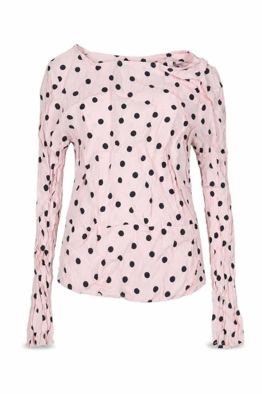 Marks and Spencer Womens Pink Polka Dot Viscose Basic Blouse Size 8 Round Neck
