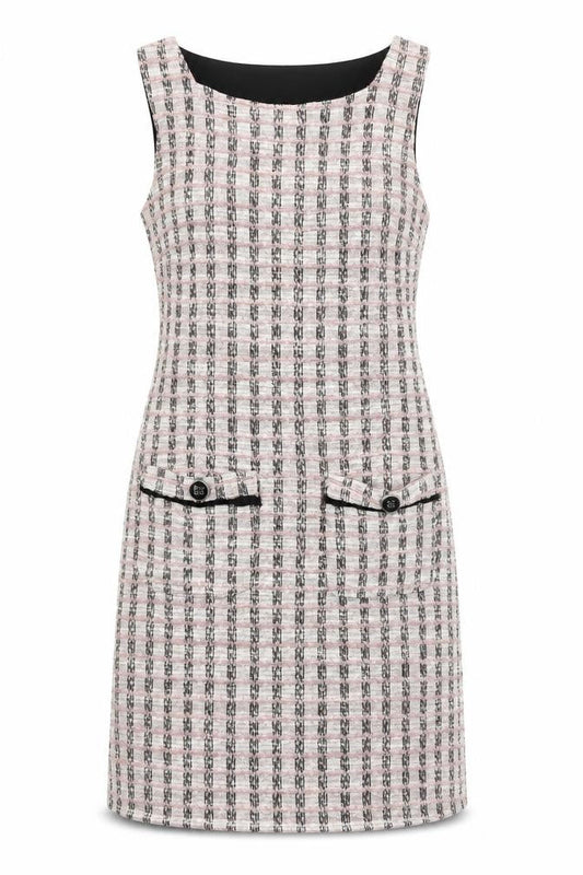 Dorothy Perkins Womens Beige Check Polyester A-Line Size 8 Round Neck Pullover
