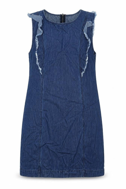 Matalan Womens Blue Cotton Tank Dress Size 14 Round Neck Zip
