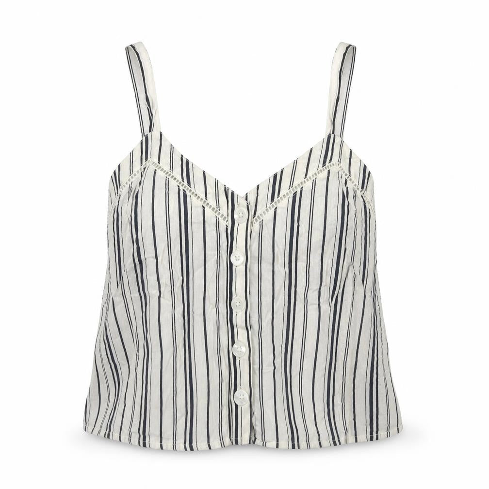 Miss Selfridge Womens White Striped Viscose Basic Tank Size 8 V-Neck