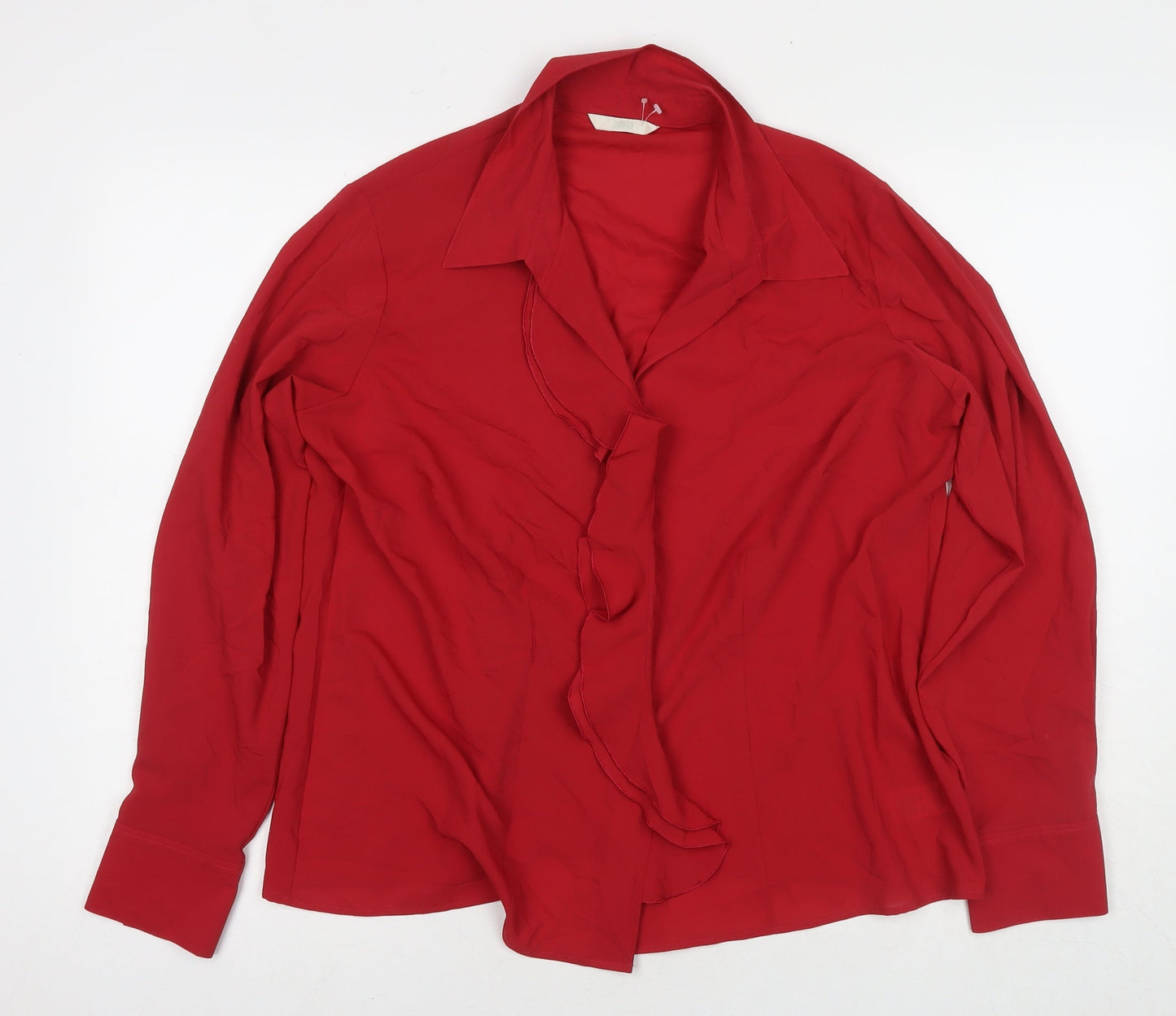 Marks and Spencer Womens Red Polyester Basic Button-Up Size 18 Collared