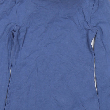 IRIS Womens Blue Acrylic Basic T-Shirt Size S Round Neck