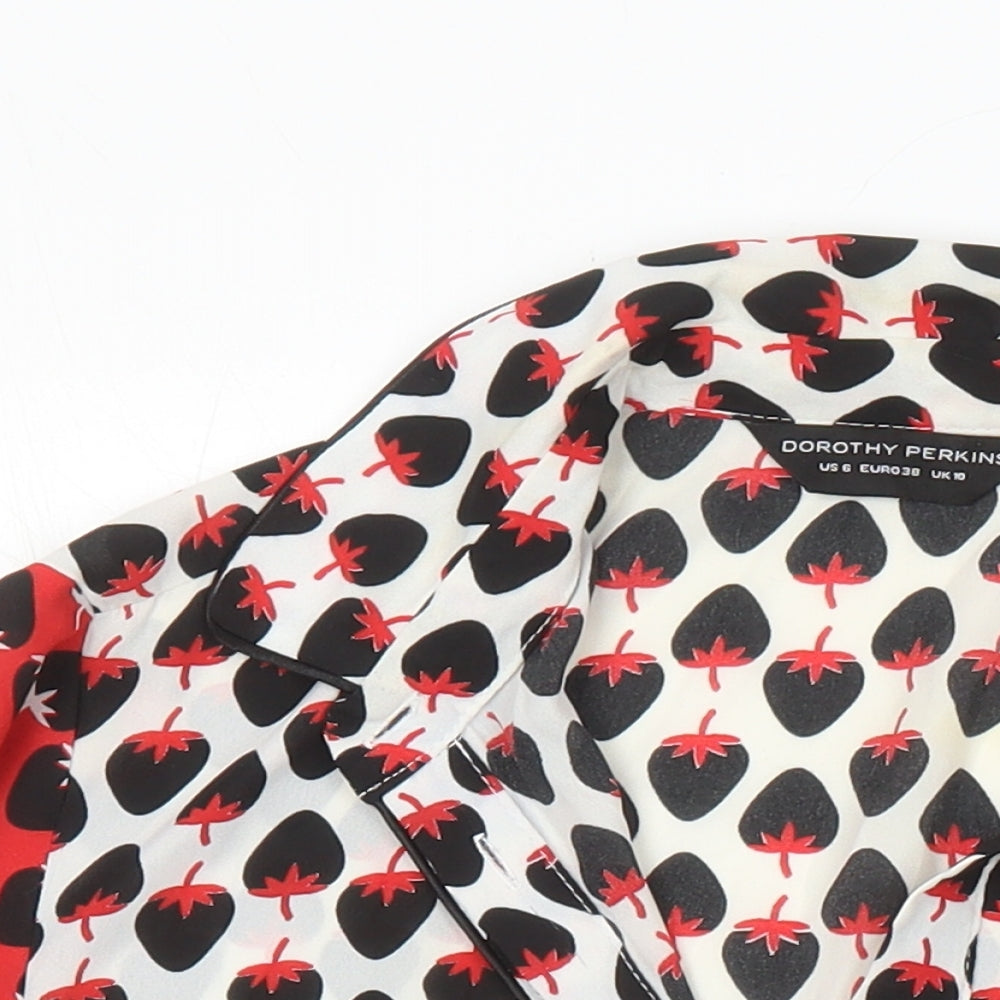 Dorothy Perkins Womens Multicoloured Geometric Polyester Basic Blouse Size 10 Collared - Strawberries