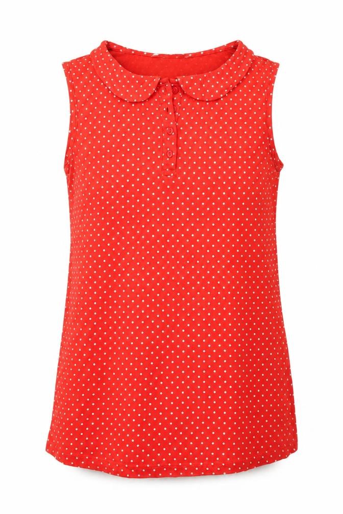 Red Herring Womens Red Polka Dot Cotton Tunic Button-Up Size 10 Collared