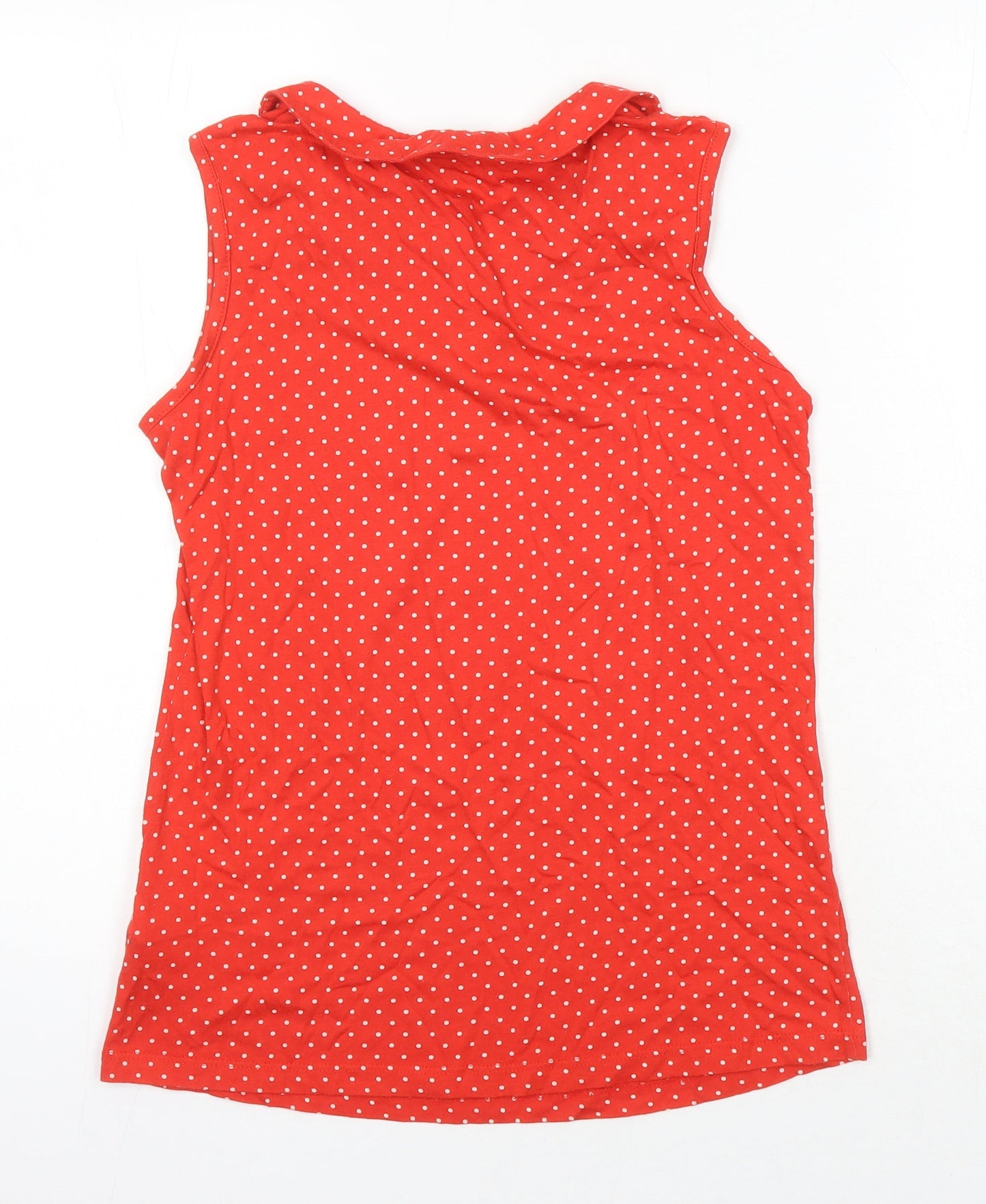 Red Herring Womens Red Polka Dot Cotton Tunic Button-Up Size 10 Collared