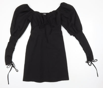 Additional front view of Missguided women’s black polyester shift, size UK 8, boat neck