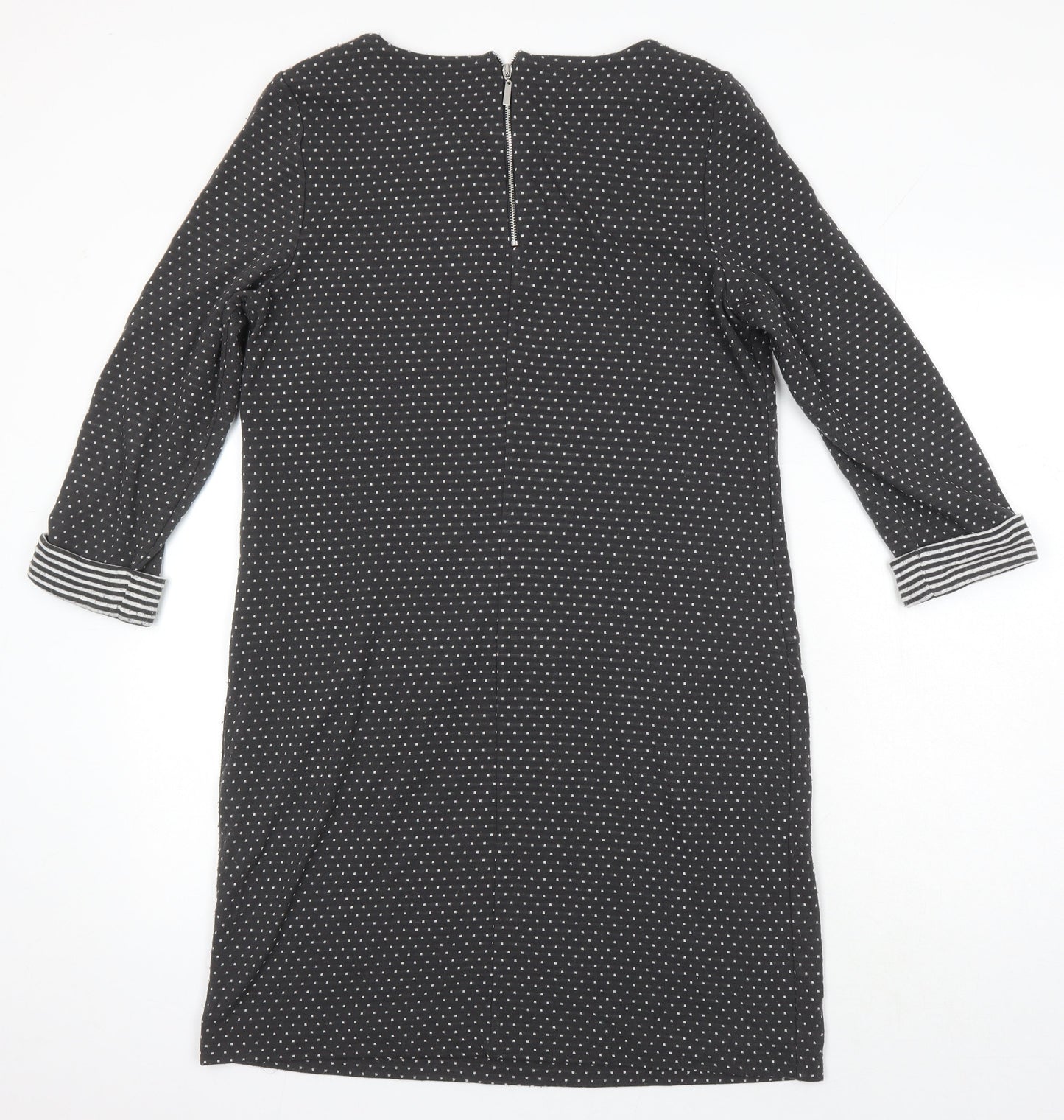 Roman Womens Grey Polka Dot Polyester Sheath Size 14 Boat Neck