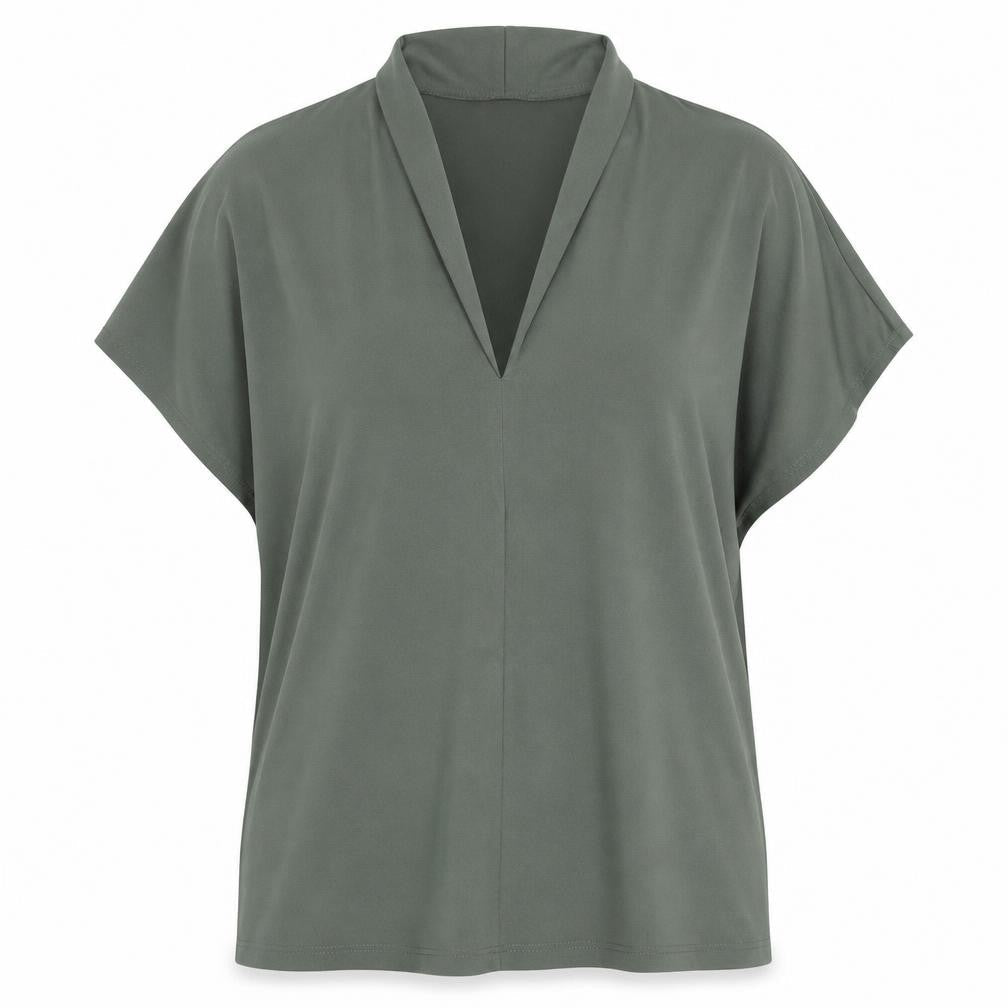 H&M Womens Green Polyester Tunic Blouse Size M V-Neck