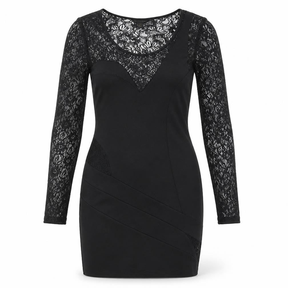 House of Derelon Womens Black Polyester Bodycon Size S Scoop Neck
