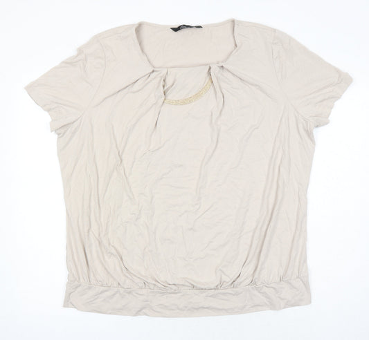 BM collection Womens Beige Viscose Tunic Blouse Size 24 Scoop Neck