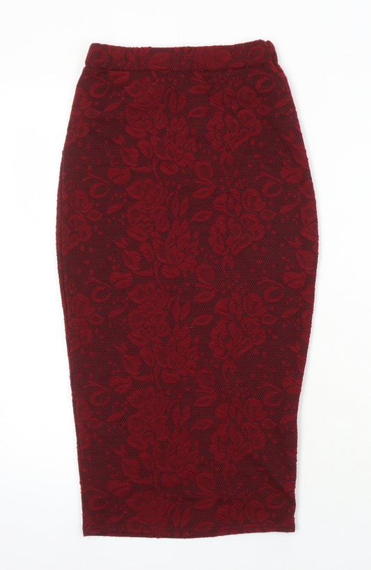 Select Womens Red Polyester Straight & Pencil Skirt Size 8 - Elasticated waist