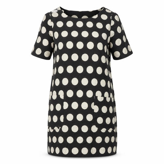 Cath Kidson Womens Black Plaid 100% Cotton Shift Size 10 Scoop Neck - Pockets on front