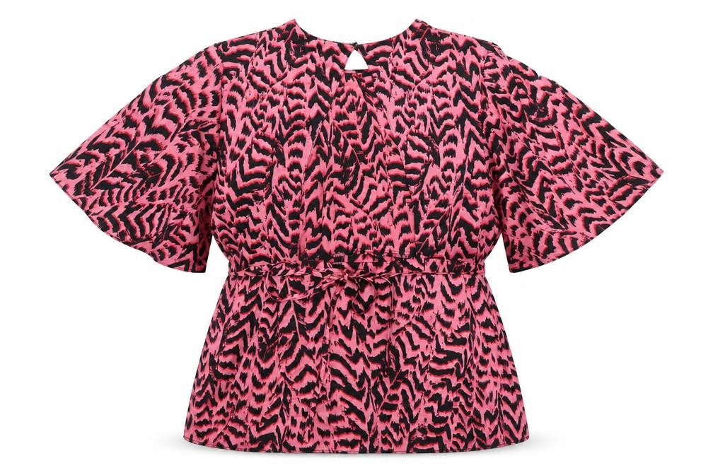 New Look Womens Multicoloured Geometric Polyester Tunic Blouse Size 14 Round Neck