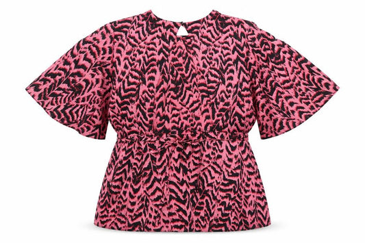 New Look Womens Multicoloured Geometric Polyester Tunic Blouse Size 14 Round Neck