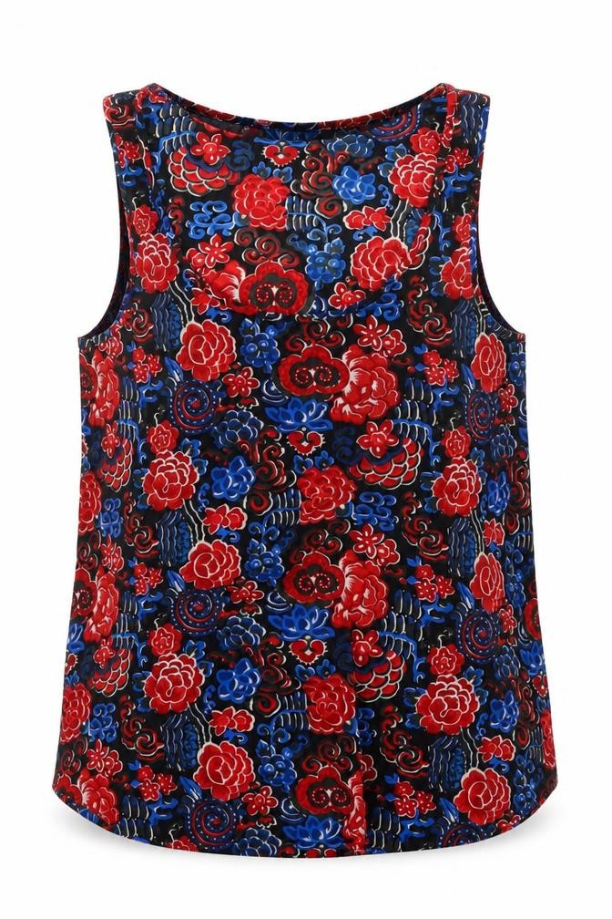 French Connection Womens Multicoloured Floral Polyester Tunic Blouse Size 10 Scoop Neck