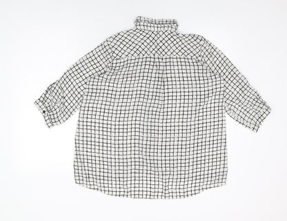 Dorothy Perkins Womens White Geometric Polyester Basic Button-Up Size 10 Collared