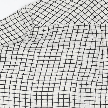 Dorothy Perkins Womens White Geometric Polyester Basic Button-Up Size 10 Collared