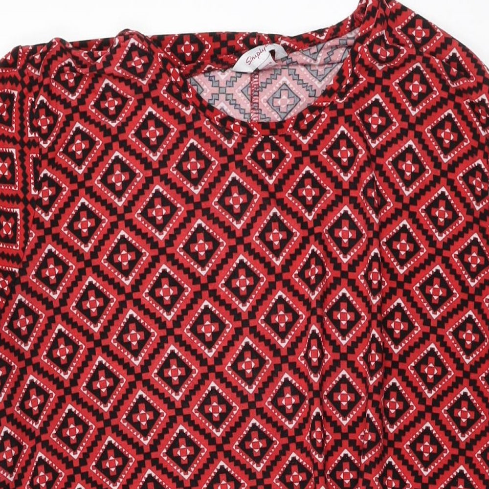 Simply Be Womens Red Geometric Polyester Shift Size 22 Round Neck Pullover