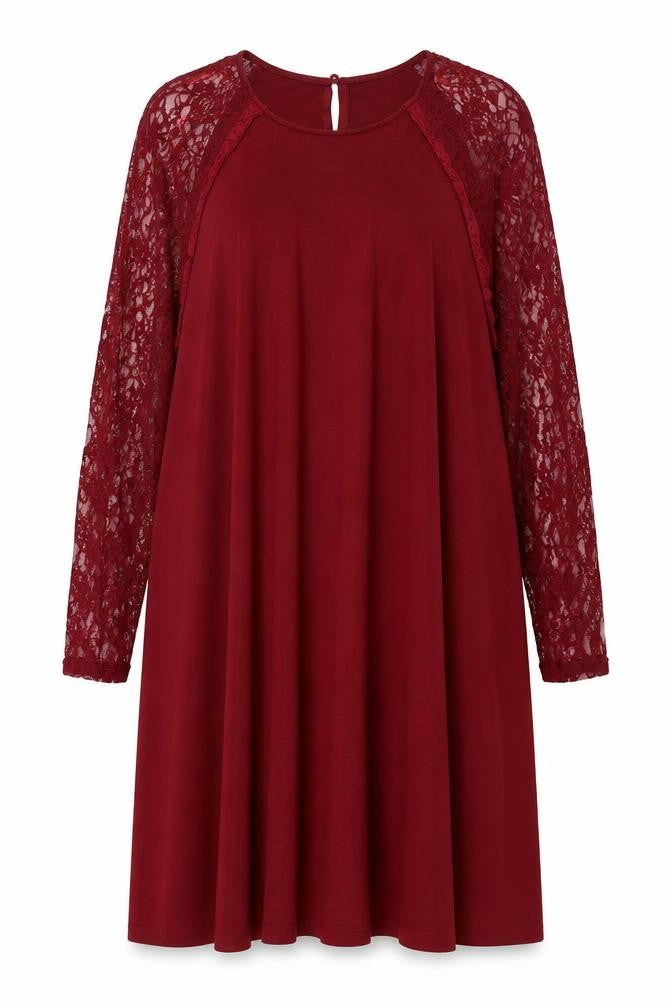 AX Paris Womens Red Polyester Shift Size 22 Round Neck Button