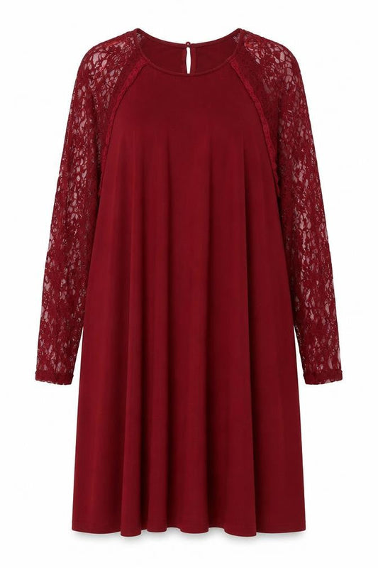 AX Paris Womens Red Polyester Shift Size 22 Round Neck Button