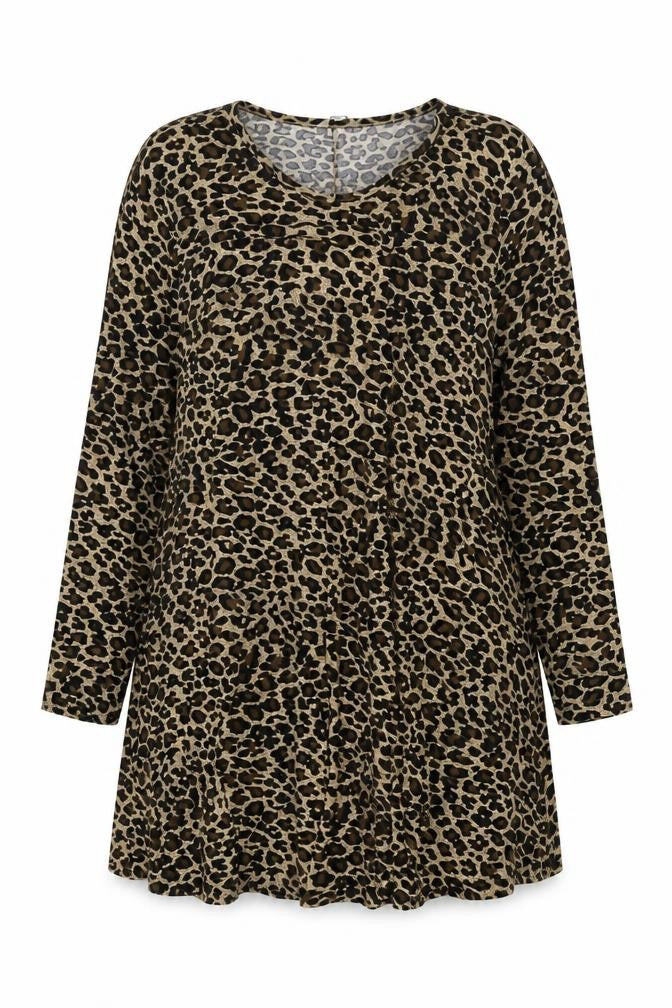 Simply Be Womens Beige Animal Print Polyester Shift Size 22 Round Neck Pullover