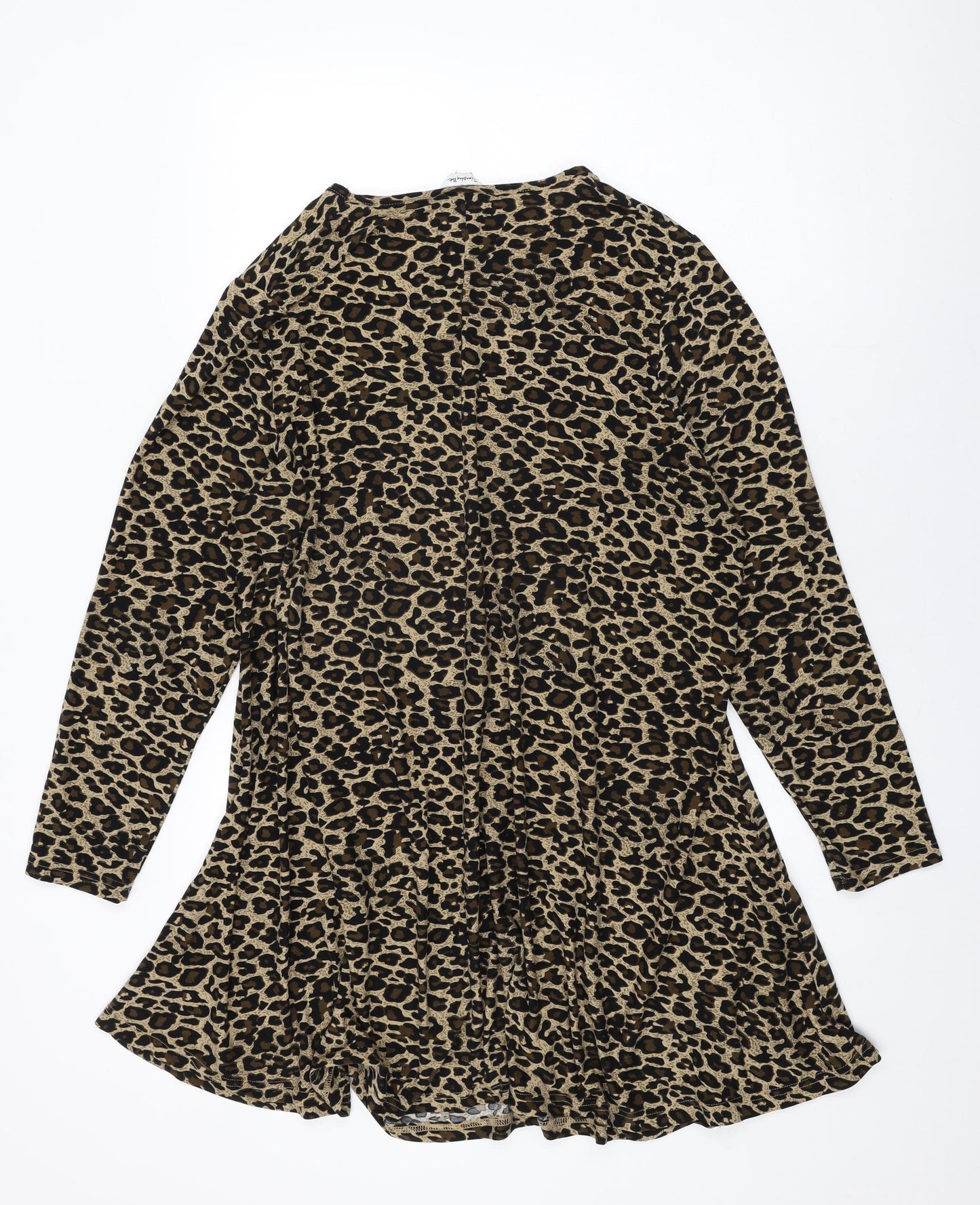 Simply Be Womens Beige Animal Print Polyester Shift Size 22 Round Neck Pullover