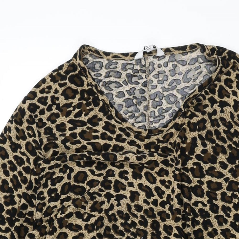 Simply Be Womens Beige Animal Print Polyester Shift Size 22 Round Neck Pullover