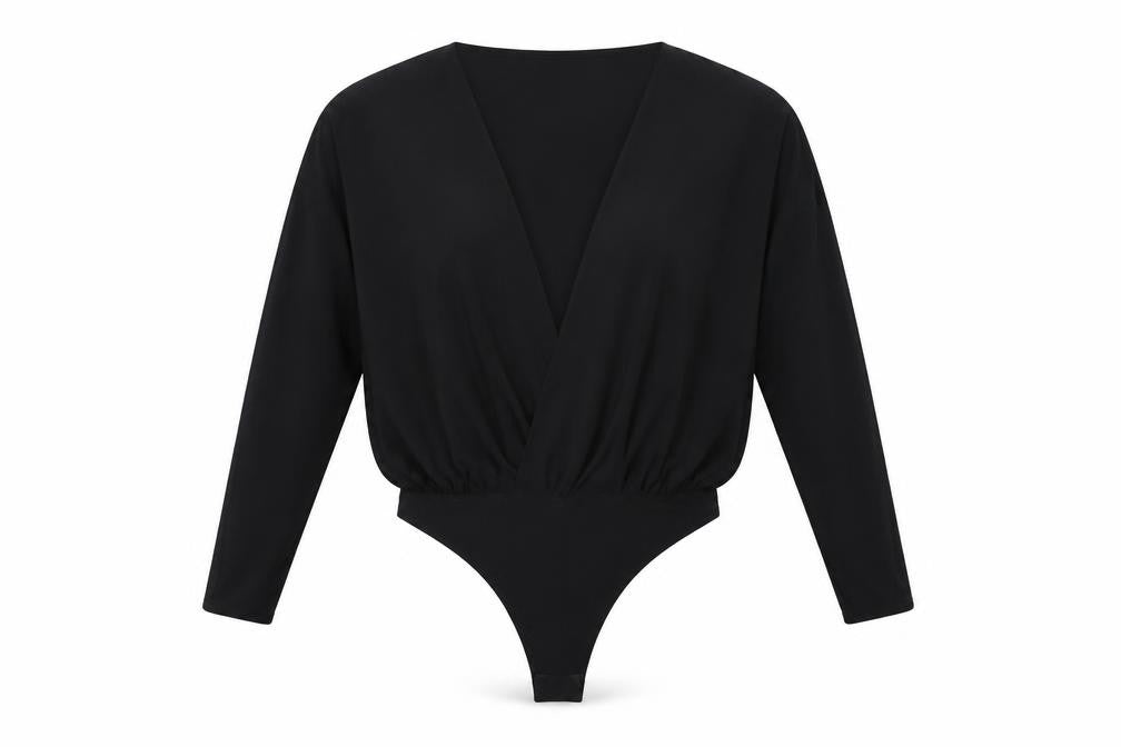 PRETTYLITTLETHING Womens Black Polyester Bodysuit One-Piece Size 14 Snap