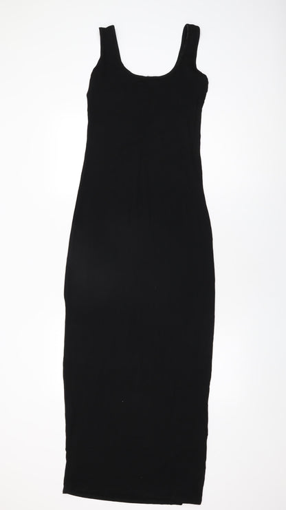 Boohoo Womens Black Viscose Bodycon Size 10 Scoop Neck Pullover