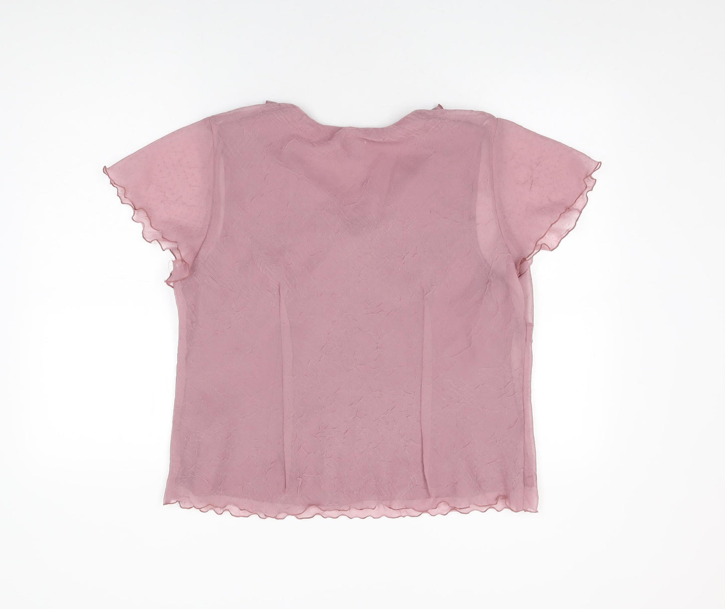 Roman Womens Pink Polyester Basic Blouse Size 16 V-Neck