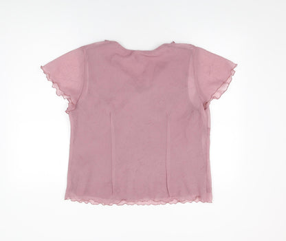 Back view of Roman women’s pink polyester basic blouse, size UK 16, v-neck
