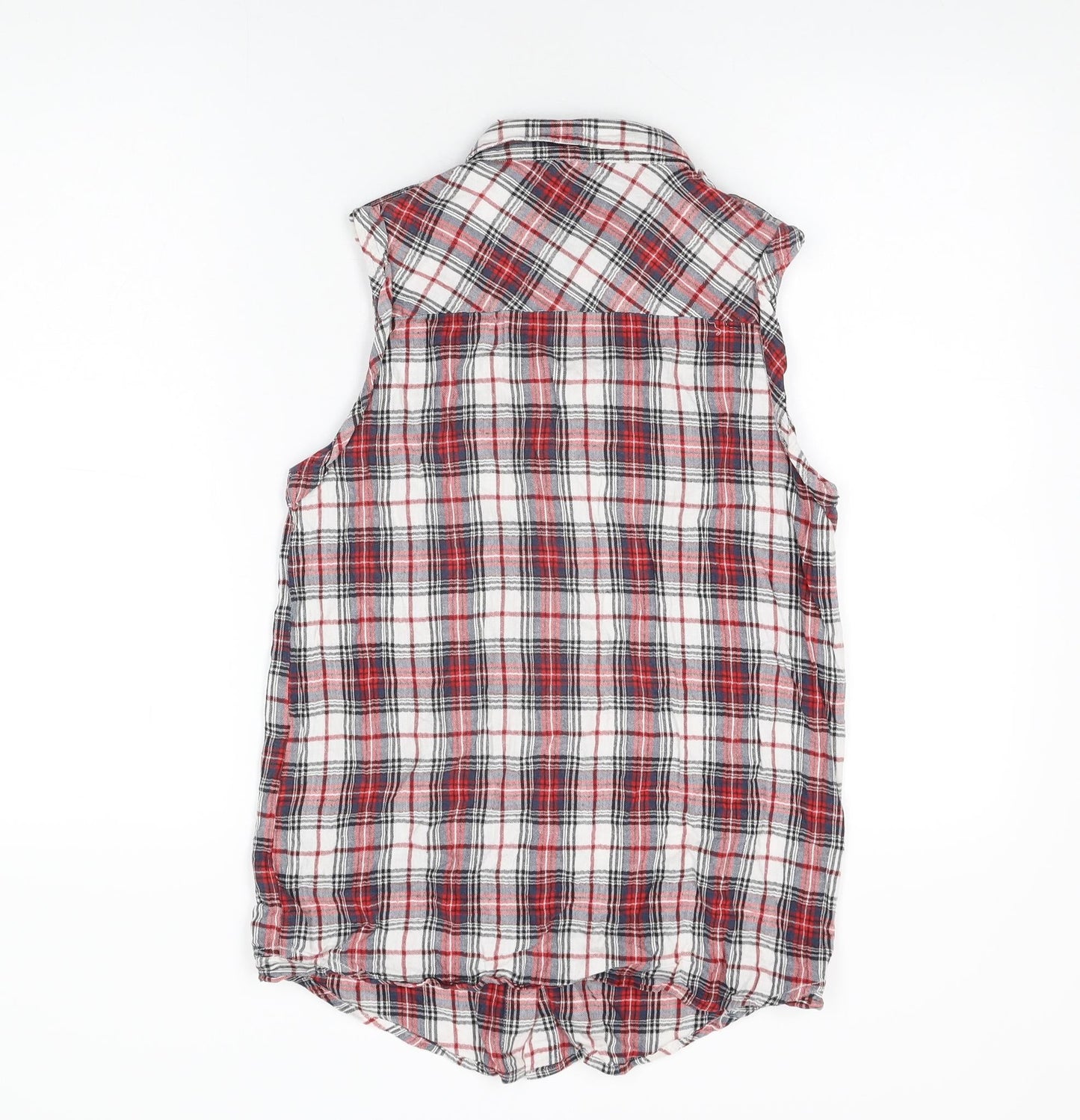 Innocence Womens Red Plaid Cotton Basic Button-Up Size 10 Collared